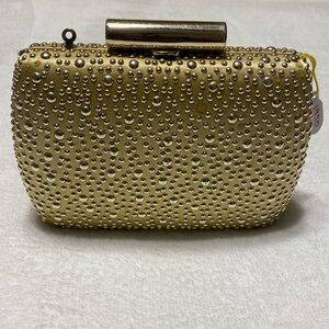 J Blue Gold Studded Evening Clutch/Crossbody